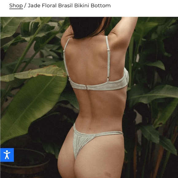 Jade Floral Brasil Bikini Bottom - Picture 2 of 4